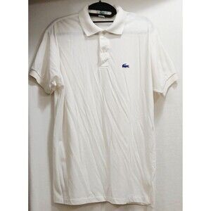 Vintage Izod Lacoste Polo Shirt Men's Large White Alligator Embroidered USA 80s